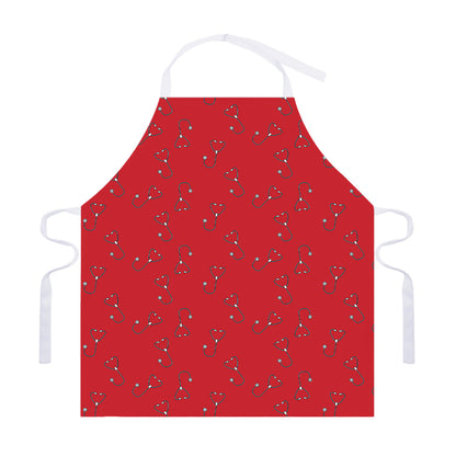 Red Stethoscope Pattern Print Adjustable Apron