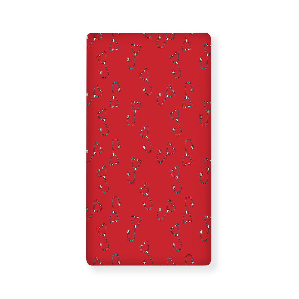 Red Stethoscope Pattern Print Baby Crib Sheet