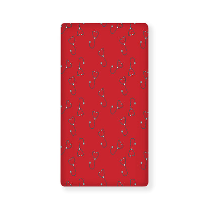 Red Stethoscope Pattern Print Baby Crib Sheet