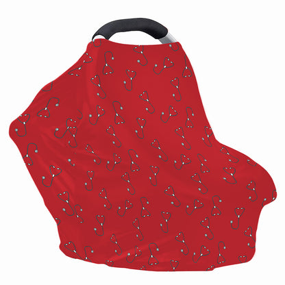Red Stethoscope Pattern Print Baby Seat Cover