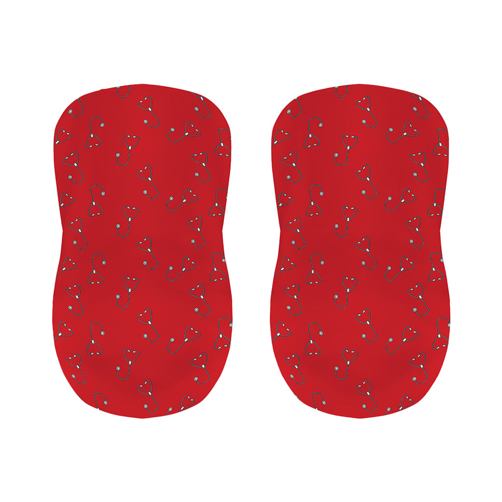 Red Stethoscope Pattern Print Bar Stool Covers
