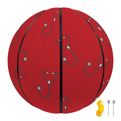 Red Stethoscope Pattern Print Basketball