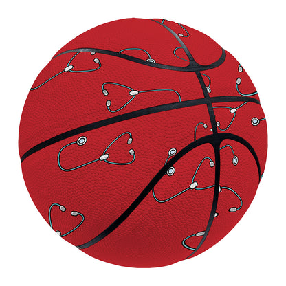 Red Stethoscope Pattern Print Basketball