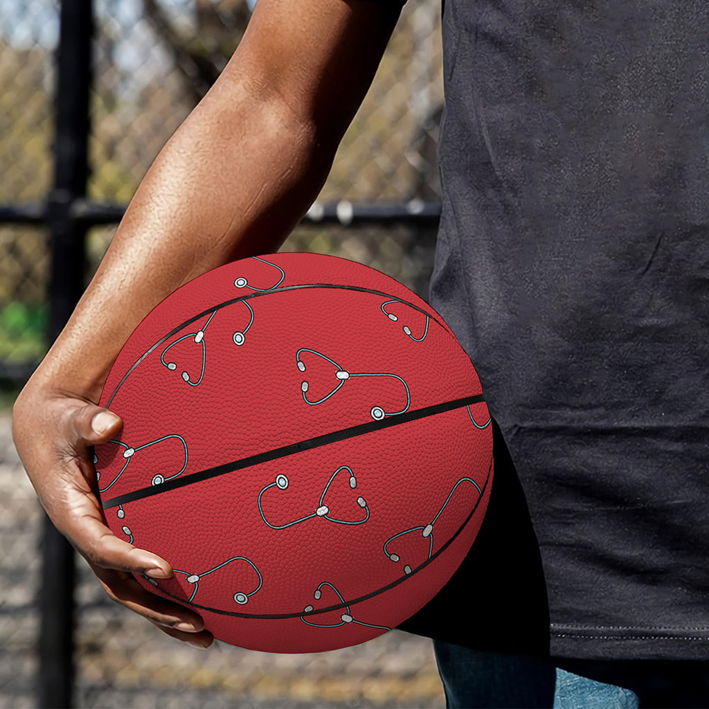 Red Stethoscope Pattern Print Basketball