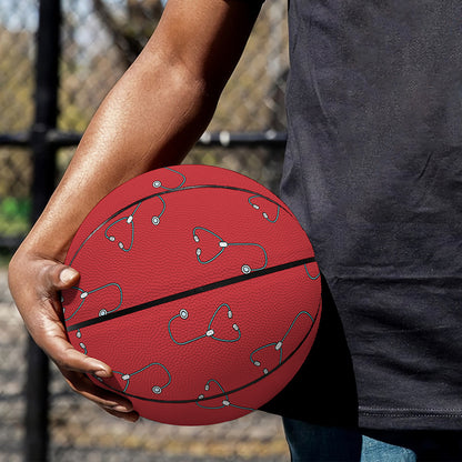 Red Stethoscope Pattern Print Basketball