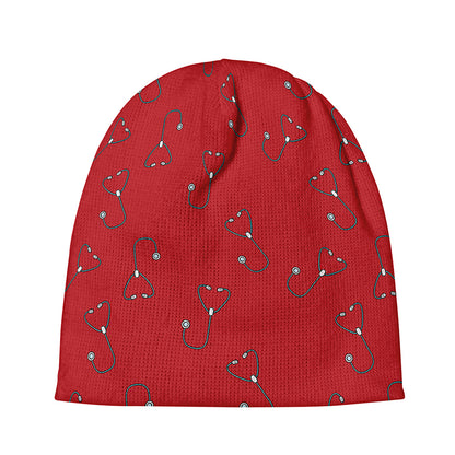 Red Stethoscope Pattern Print Beanie