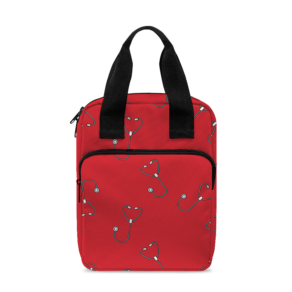 Red Stethoscope Pattern Print Bible Tote Bag