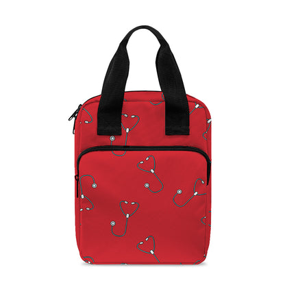 Red Stethoscope Pattern Print Bible Tote Bag