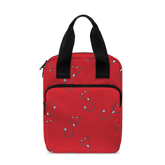 Red Stethoscope Pattern Print Bible Tote Bag