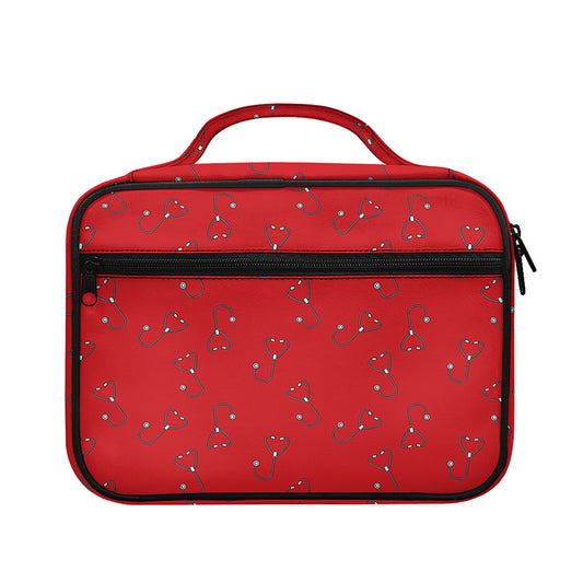 Red Stethoscope Pattern Print Briefcase Bible Bag