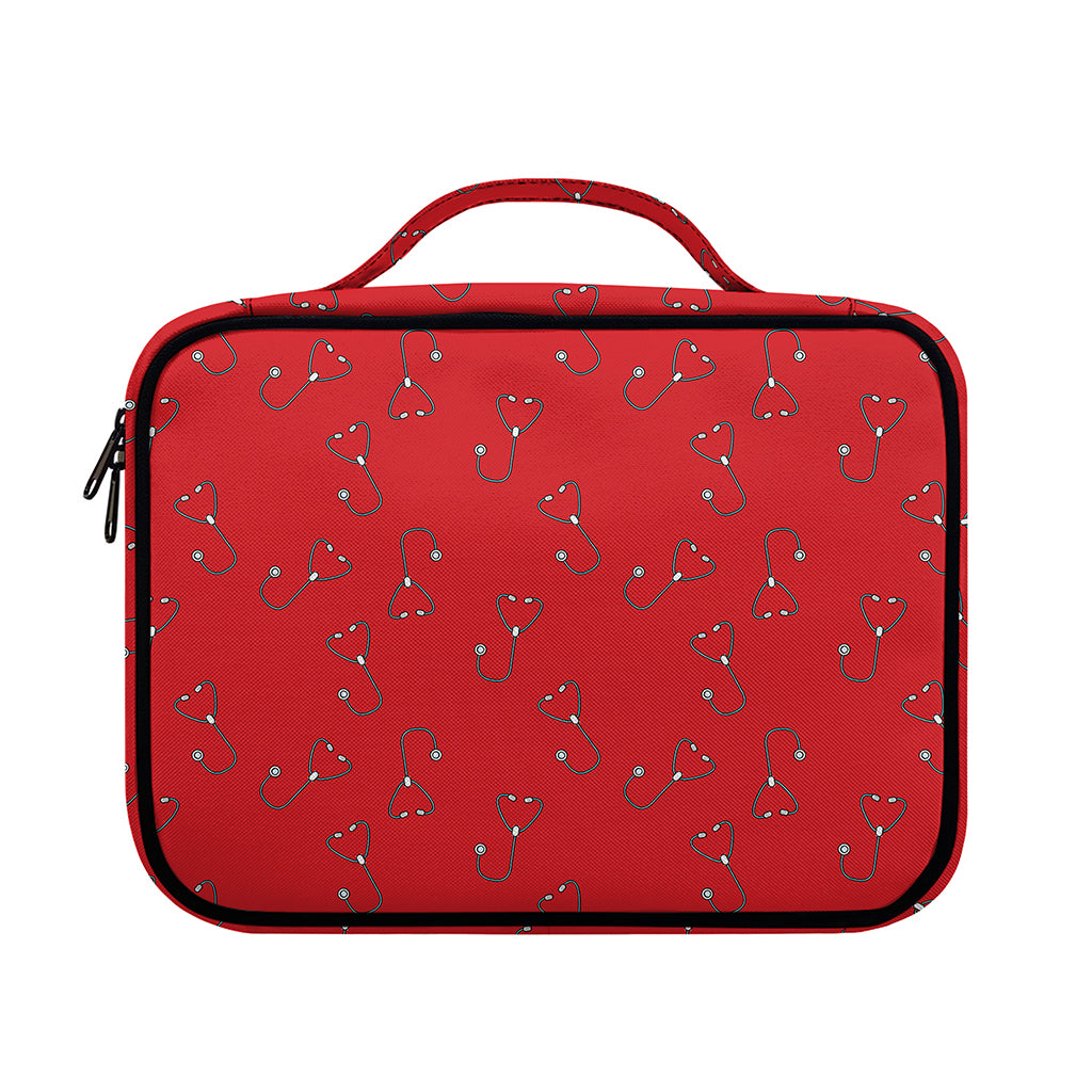 Red Stethoscope Pattern Print Briefcase Bible Bag