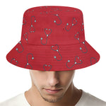 Red Stethoscope Pattern Print Bucket Hat