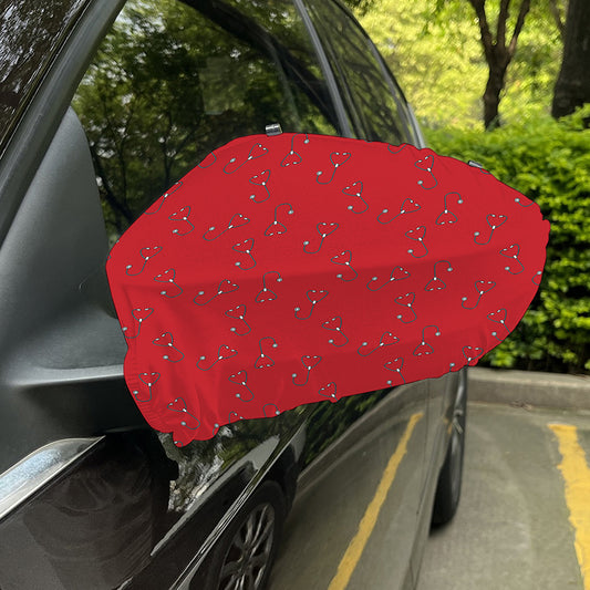 Red Stethoscope Pattern Print Car Side Mirror Covers