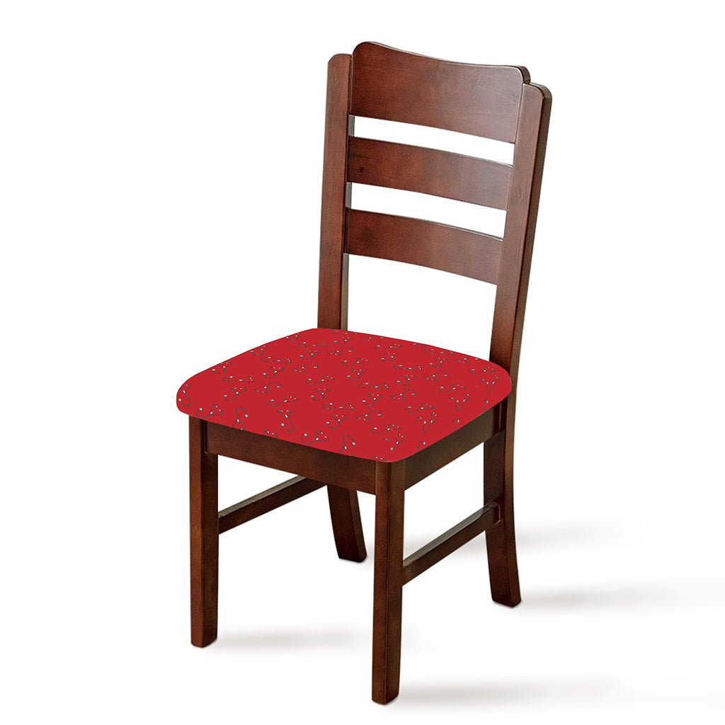 Red Stethoscope Pattern Print Chair Cushion Cover
