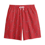 Red Stethoscope Pattern Print Cotton Shorts