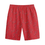 Red Stethoscope Pattern Print Cotton Shorts