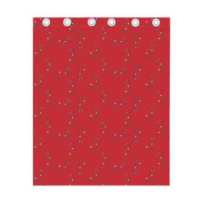 Red Stethoscope Pattern Print Curtain