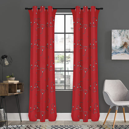Red Stethoscope Pattern Print Curtain