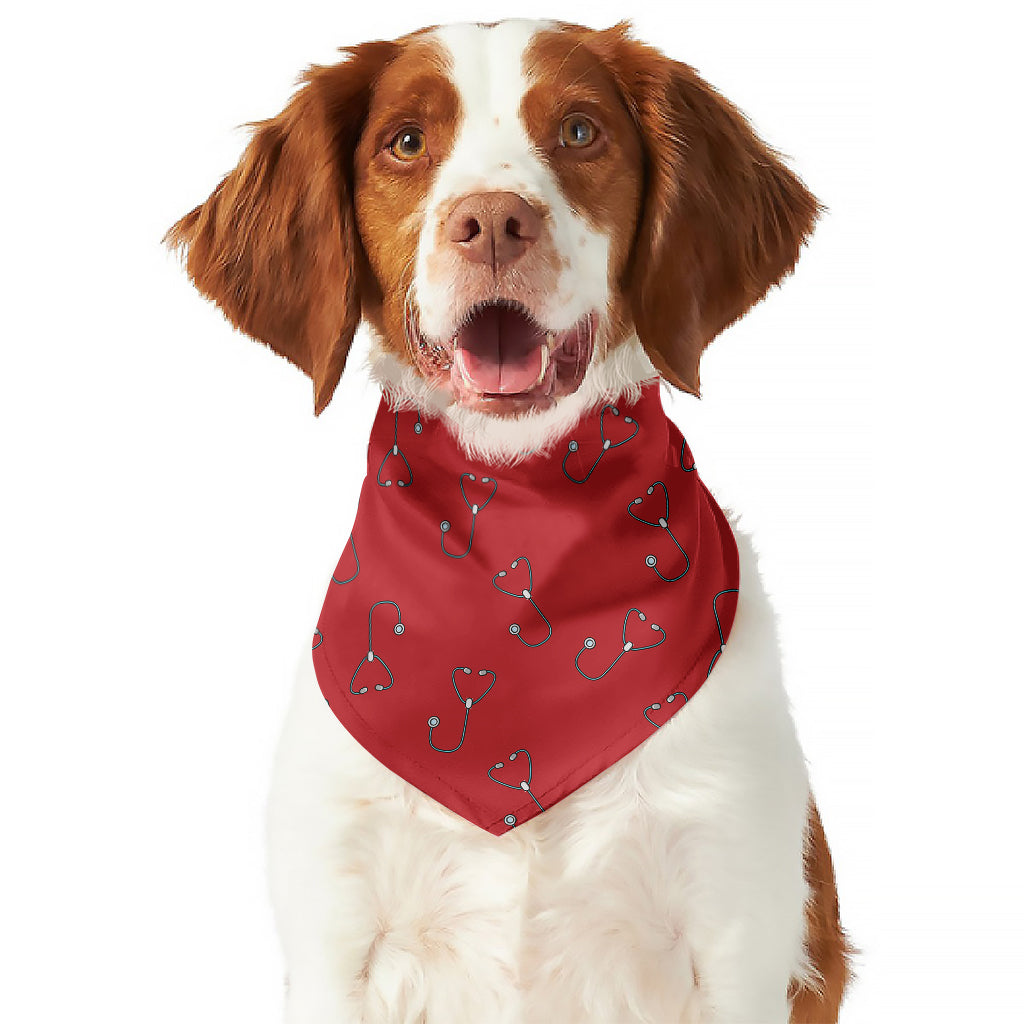 Red Stethoscope Pattern Print Dog Bandana