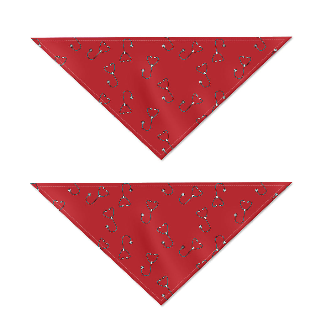 Red Stethoscope Pattern Print Dog Bandana