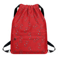 Red Stethoscope Pattern Print Drawstring Backpack