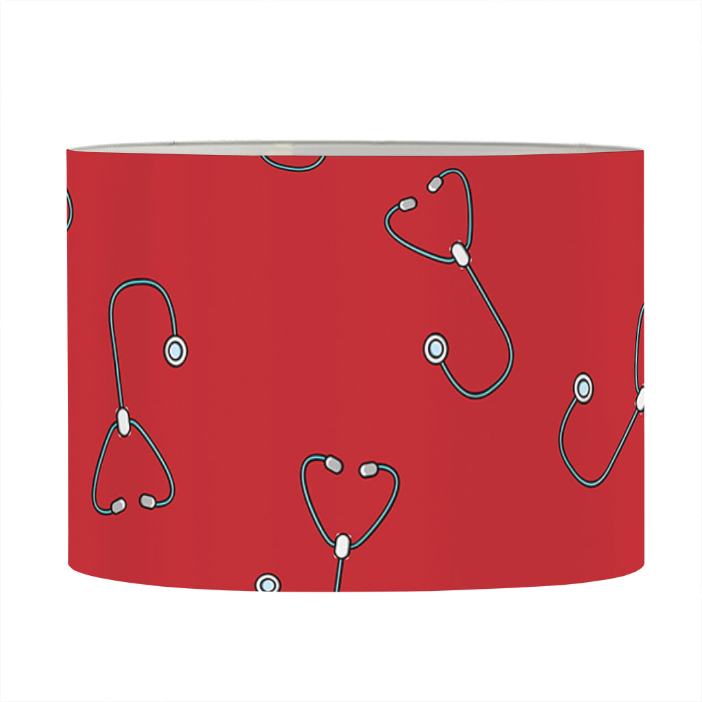 Red Stethoscope Pattern Print Drum Lamp Shade