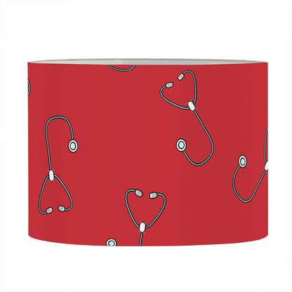 Red Stethoscope Pattern Print Drum Lamp Shade