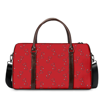 Red Stethoscope Pattern Print Duffle Bag