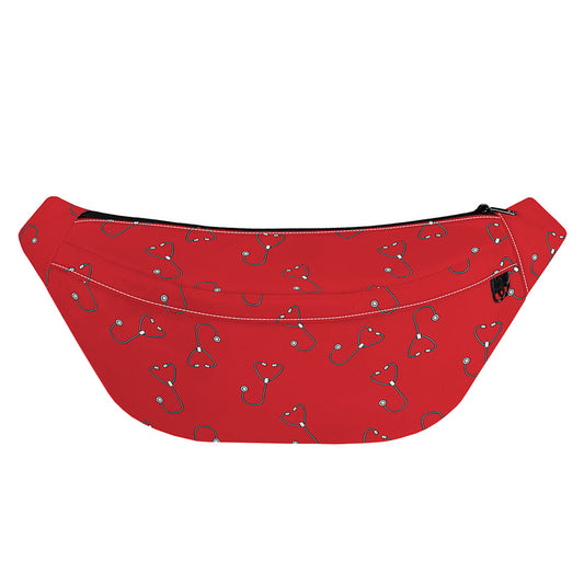 Red Stethoscope Pattern Print Fanny Pack