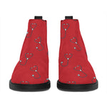 Red Stethoscope Pattern Print Flat Ankle Boots