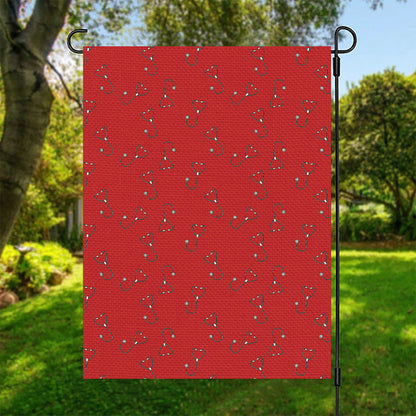Red Stethoscope Pattern Print Garden Flag