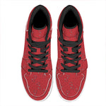 Red Stethoscope Pattern Print High Top Leather Sneakers