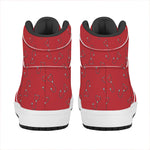 Red Stethoscope Pattern Print High Top Leather Sneakers