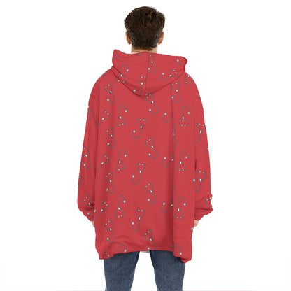 Red Stethoscope Pattern Print Hoodie Blanket
