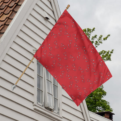 Red Stethoscope Pattern Print House Flag