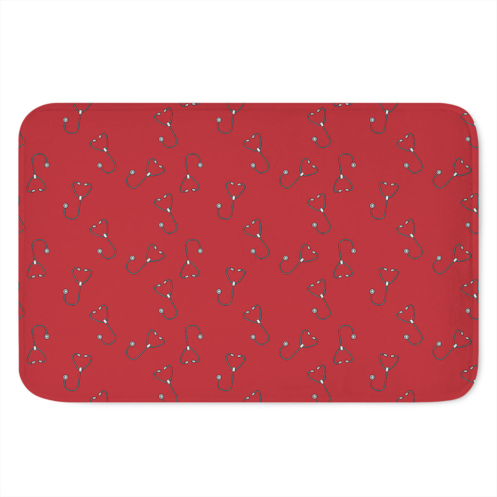 Red Stethoscope Pattern Print Indoor Door Mat