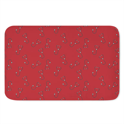 Red Stethoscope Pattern Print Indoor Door Mat