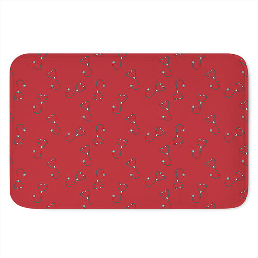 Red Stethoscope Pattern Print Indoor Door Mat