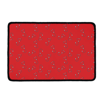 Red Stethoscope Pattern Print Kitchen Mat
