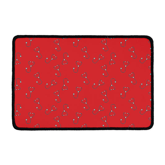 Red Stethoscope Pattern Print Kitchen Mat