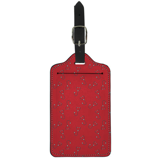 Red Stethoscope Pattern Print Luggage Tag