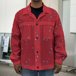 Red Stethoscope Pattern Print Men's Shirt Jacket