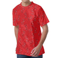 Red Stethoscope Pattern Print Men's Velvet T-Shirt
