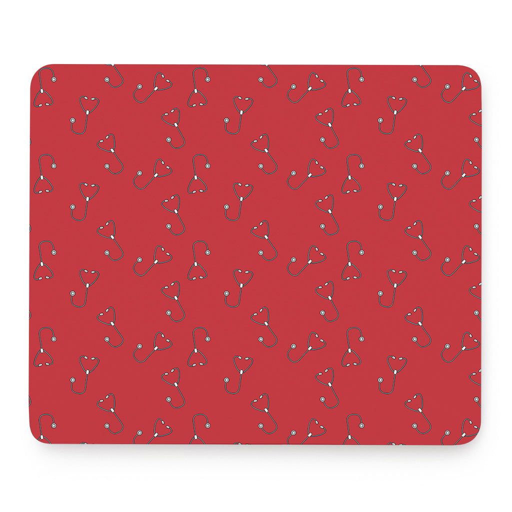 Red Stethoscope Pattern Print Mouse Pad
