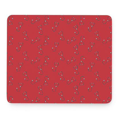 Red Stethoscope Pattern Print Mouse Pad
