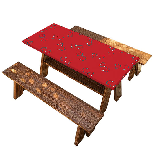 Red Stethoscope Pattern Print Picnic Table Cover