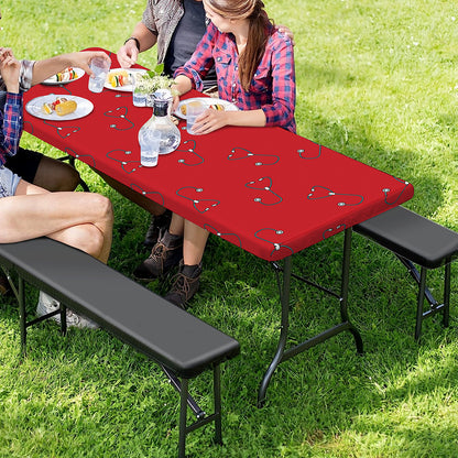 Red Stethoscope Pattern Print Picnic Table Cover