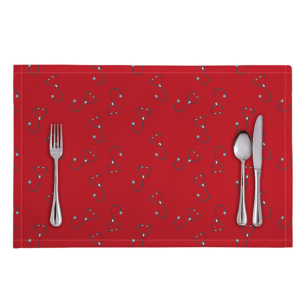 Red Stethoscope Pattern Print Placemat