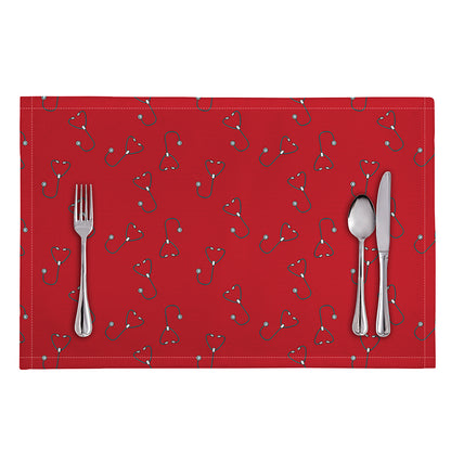 Red Stethoscope Pattern Print Placemat