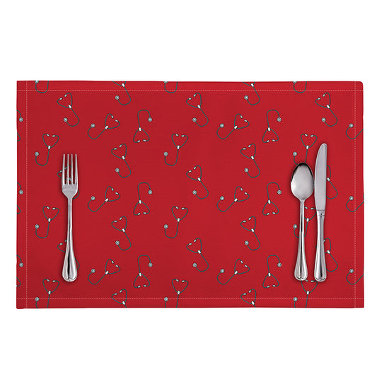 Red Stethoscope Pattern Print Placemat